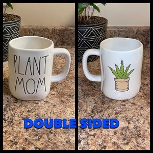 Rae Dunn Plant Mom White with Cactus Icon Double Sided Mug